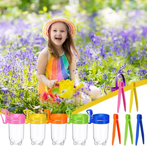 Baderke 10 Pcs Insect Bug Viewer with Tweezers for Kids Catching Kit