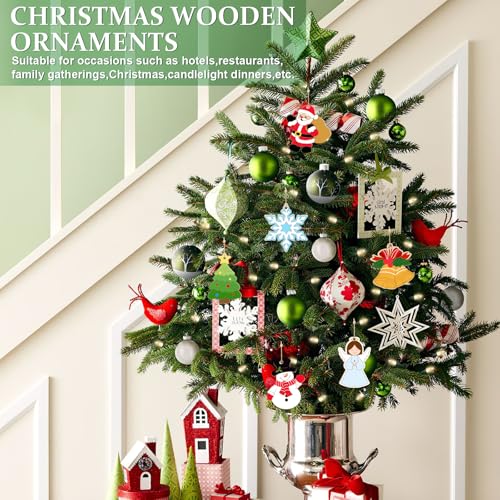 80PCS Wooden Christmas Ornaments to Paint, 8 Styles DIY Blank Unfinished Wood Reindeer Santa Claus Christmas Tree Ball Snowman Snowflake Angel Cutouts Ornament for Crafts Winter Hanging Decorations - color: Angel