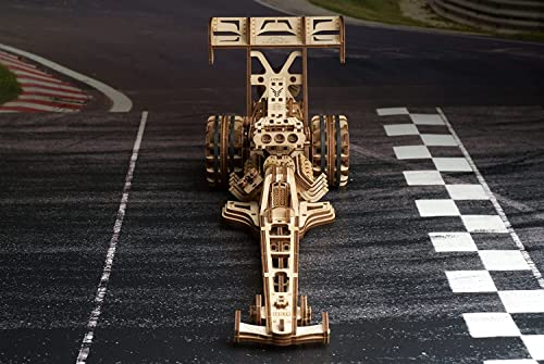 UGEARS Dragster Car Model Kit - Top Fuel Dragster Model Kits 3D Puzzle with Powerful Spring Motor - Drag Racing Model Car Kits 3D Puzzles for Self-Assembly - 3D Wooden Puzzles for Adults and Kids