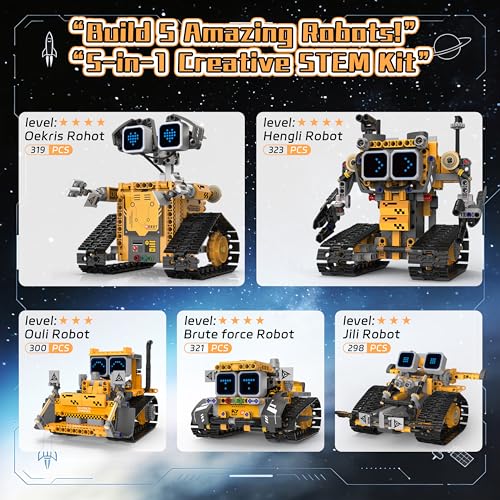 STEM Robot Kit for Kids 6-12, 5-in-1 Coding Building Robot Toy with App - size: K96228