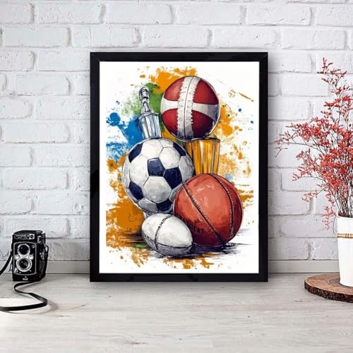 Diamond Art Kits for Adults - Ball Sports Diamond Painting Kits 12X16 inch - color: Ball Games