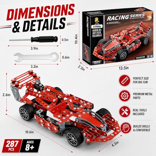 Metal Model Car Kit, 287 PCS Building Toys for Kids 8+ - style: Racing Car