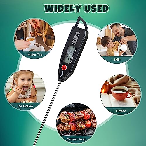 Copkim 6 Set Digital Food Thermometer Long Probe Instant,Black - color: Black
