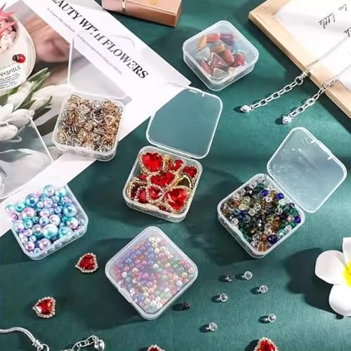 15-Grid Plastic Storage Box - Clear Bead Organizer with Hinged Lid, Mini Craft Supply Container