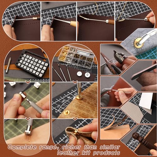 TLKKUE Leather Tooling Kit Leather Craft Tools Leatherworking Kit