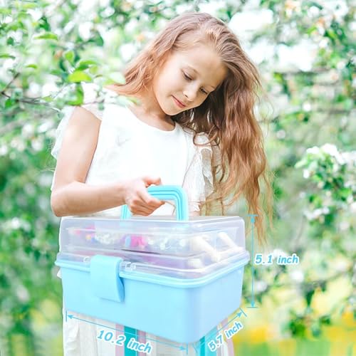 3000 Arts and Crafts Supplies for Kids Craft Kit All in 3 Layered Craft Box with Pipe Cleaners Crafts for Kids Age 4-6, 6-8, 8-12 DIY School Supplies Materials Set Toys Gifts for Girls Boys, Blue - color: blue