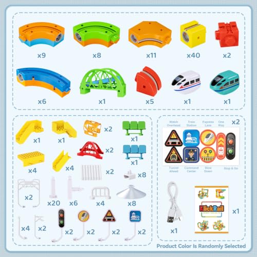 SOCBTNSO 173 PCS KlickRail 3D Modular Electric Train Set for Kid 3-8 - size: 173PCS
