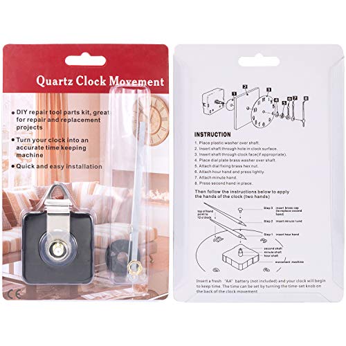 Hicarer 28 mm Long Shaft Quartz Clock Movement Clock Parts Repair Kit (Silver) - color: Silver