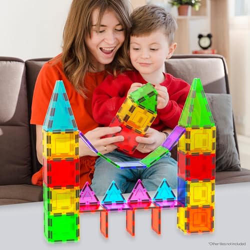 PicassoTiles Magnetic Building Block Magnet Tile Construction Kit for Kids Educational STEM Learning Playboard Pretend Play Toy Stacking Shapes Brain Development Preschool Toddler Activity Set PTE04 - style: 12Pc Square