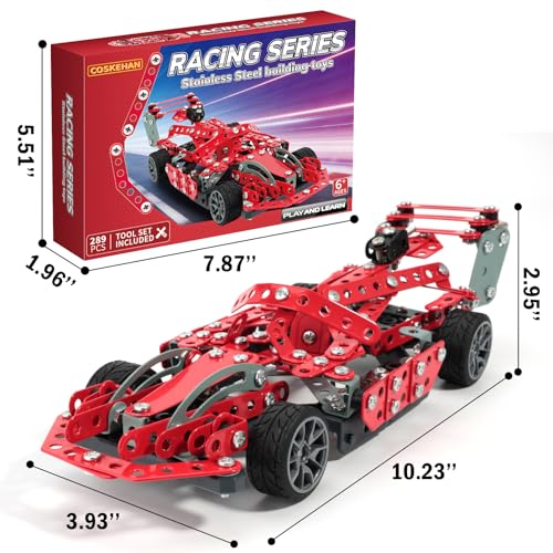 STEM Assembled Model Car Kit Building Toy, 289 Pieces STEM Toys for Age 8-13, Metal Model Kit Gifts for Teenage Boys & Girls 8+ - style: Car
