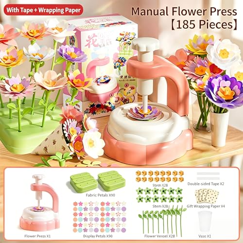 JIYAKO Flower Bouquet Building Kit, 185 PCS DIY Flower Craft Kit for Kids, Build Your Own Flower Bouquet Toy, Flower Art Craft & Flower Making Kit for Creative Projects