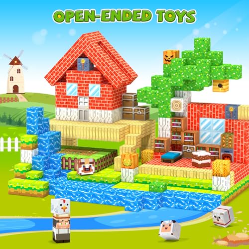 Magnetic Blocks,Birthday Gift Toys for 3 4 5 6 7 8 Year Old Boys & Girls, - color: Village World