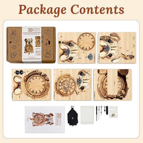 3D Wooden Puzzle for Adults - Bulldog Clock - color: 3d Bulldog Clock
