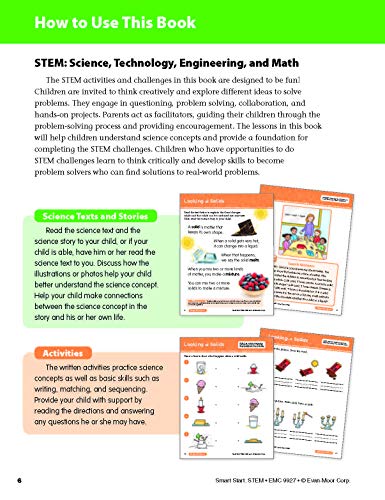 Evan-Moor Smart Start STEM Workbook, Grade 1, Science, Technology, Engineering, Math, Hands On Activities, Problem Solving, Critical Thinking, Fine Motor Skills, Sequencing, Animals, Homeschool