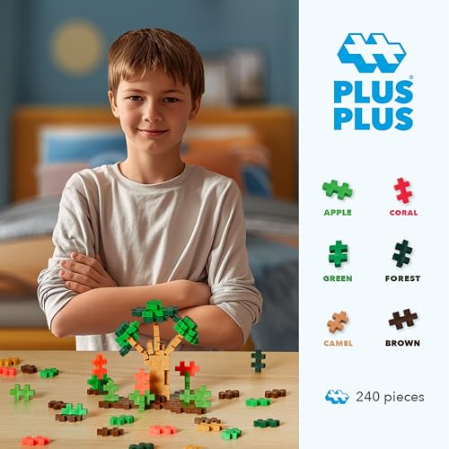 PLUS PLUS 240 Piece Jungle Mix - Mini Waffle Blocks, Classroom Must Haves - style: Jungle Mix Play Tube