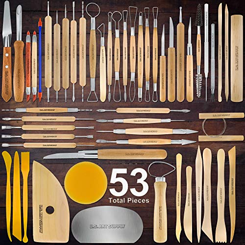 U.S. Art Supply Pottery & Clay Tools Set (53-Piece) - size: 53-Piece with Plastic Case