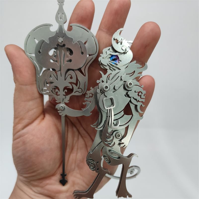 3D Metal Puzzle Iran Fan Elder Cat, Silver - color: Iran Fan Elder Cat Silver