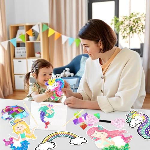 Poke in Fun Art Fabric Craft, Arts and Crafts for Kids,DIY Craft Kits,Create Mess Free Craft,Art Activity Birthday Christmas Gift Ideas for Children,Rainbow Toys for Girls and Boys Ages 4-10+ - style: Magical