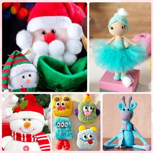 MUCUNNIA 180pcs 12-30mm 3D Glitter Safety Eyes for Dolls with Washers - color: 3d