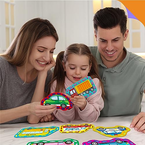 SpriteGru 9 Pieces Kids Lacing Cards, Double Sided Sewing Cards in 9 Vehicle Cards with 9 Colorful Laces, Imagination Development Lacing Toys Games for Children Educational and Learning Activity - color: Vehicle-A
