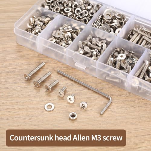 571 PCS M3 Countersunk Screws Kit, M3 Flat Head Machine Screws Assortment - size: M3