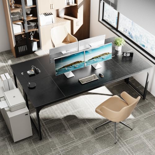 Huuger Computer Desk, 86.6 Inch Home Office Desk - color: Black, size: 86inch