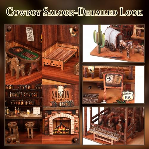 NookMaster Book Nook Kit with LED Light DIY Miniature Dollhouse for Adults - color: Cowboy Saloon