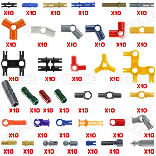 TEESE 370pcs Pin-Axle-Connectors Universal-Joint-Bush-Bricks-Set, Compatible with Technic-Parts, for STEM-MOC-EV3-Project-Bulk-Blocks(Random Color)