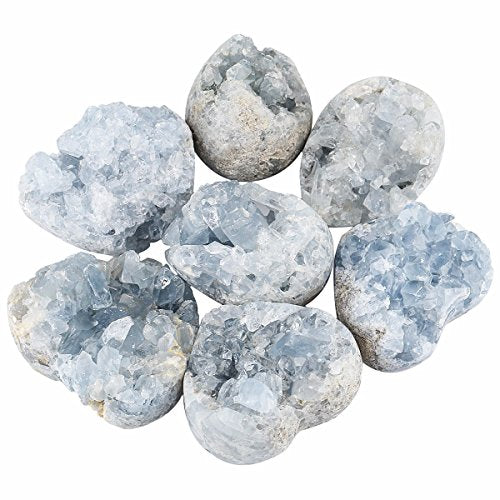 rockcloud Natural Raw Blue Celestite Mineral Healing Crystal Cluster Geode - size: Approx 75-150 Gram