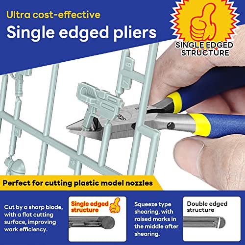 stedi 4.7-inch Model Nipper, with Ultra-thin Single-edge and Blade Case Plastic Model Tools for Gundam Repairing Plastic Model and Fixing,Blue - style: Single-edged (Blue_for Beginners)