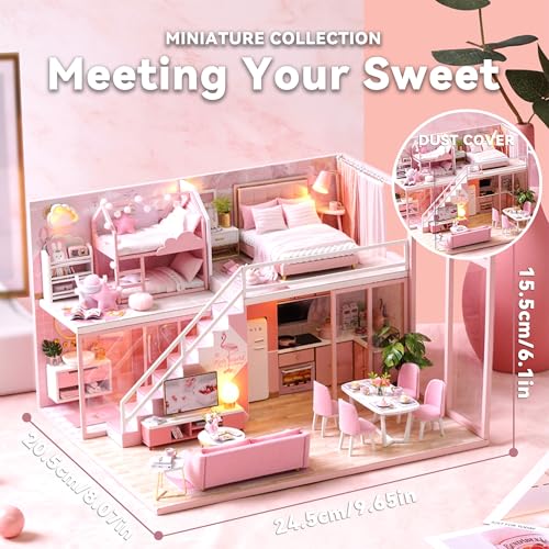Flever Dollhouse Miniature DIY House Kit Creative Room with Furniture for Romantic Artwork Gift (Meeting Your Sweet) - color: Meeting Your Sweet