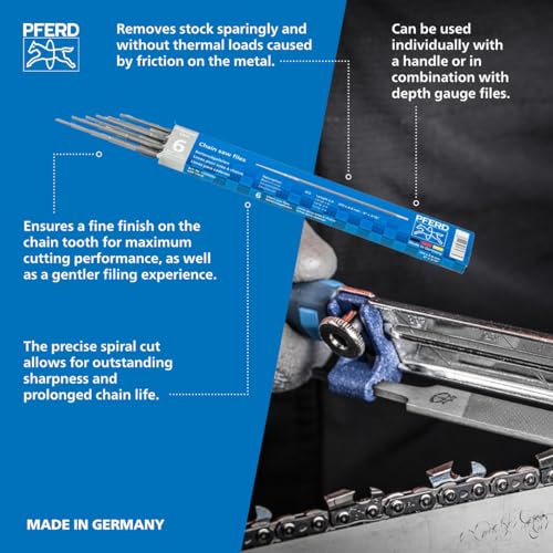 PFERD Chainsaw File Set, Round – 13/64" Diameter x 8" Length | Premium Spiral Cut Files for Fast Manual Chainsaw Sharpening | 6-Pack – Part 17077 - size: 13/64"