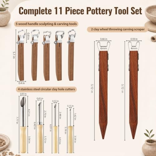 11 PCS Pottery Tools Polymer Clay Sculpting Kit Sculpting and Trimming Set