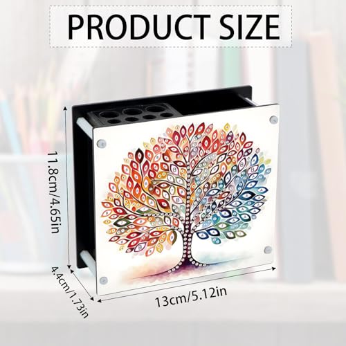 DIY 5D Acrylic Diamond Painting Pen Holder – Tree of Life Pencil Organizer for Nature & Earthy Decor, Decorative Office Supplies Storage for Home, School, Gift - color: Tree