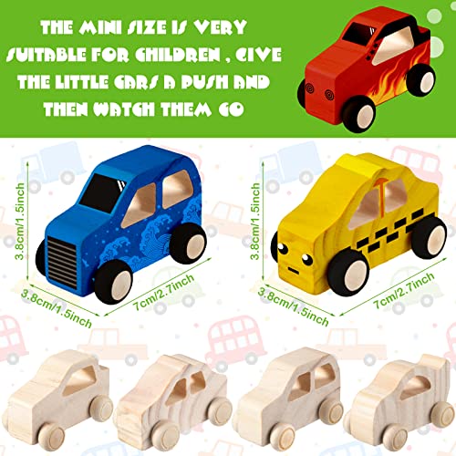Chivao 12 Pcs Wooden Cars to Paint for DIY Car Unfinished Wooden Cars Paintable Crafts Things to Paint for Home Activities Craft Projects, Easy Woodworking(Vivid Style)