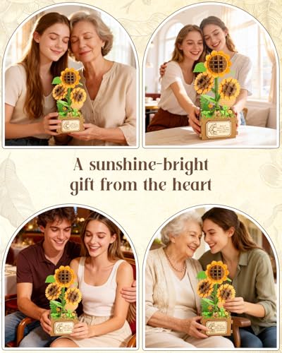 3D Puzzles for Adults, Sunflower DIY Wooden Flowers Building Kit - style: Sunflower
