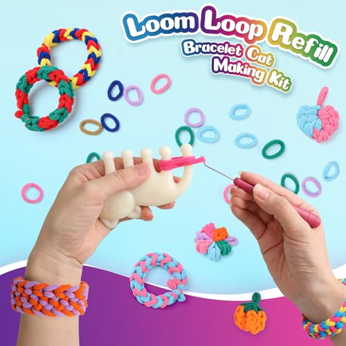 DDAI Bracelet Making Toys Refill Loops Elastic Cloth Band - Arts and Crafts Kit for Kids Weaving Loom Bracelets Kit 1000+ Colorful Fabric Loops - Birthday Gift for Girls Boys 6 7 8-12 Years Old - color: multicolored-refill loops