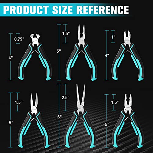 DURATECH Mini Pliers Set, 6PCS Jewelry Pliers Set, CRV Construction