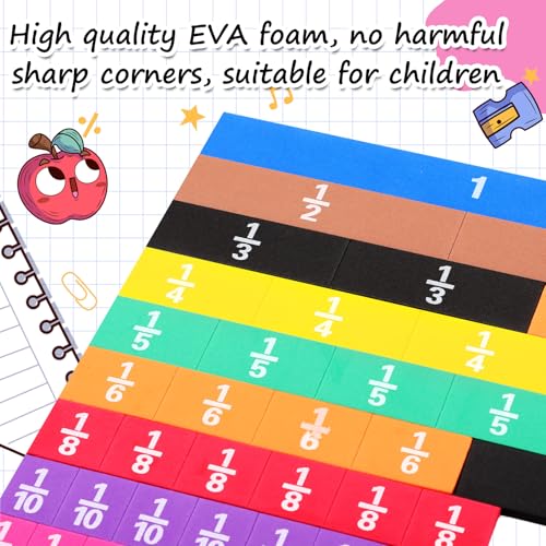 Sayglossy 12 Sets Fraction Set for Math Classroom Fractions Manipulatives Math Manipulatives for Home School Supplies (Tiles) - style: Tiles