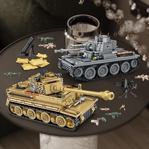 WINGIFT 1030 Piece WW2 Army Tanks Toy Building Sets,Create a German Panzer 38T and a German Tiger Tank Toys,Adult Collectible Model Tanks Sets to Build,Christmas Birthday Gifts for Boys,Teens,Adults