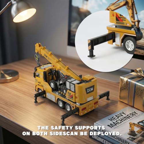 Crane Truck Toy with Telescopic and Metal Hook 360° Rotating Base 1/40