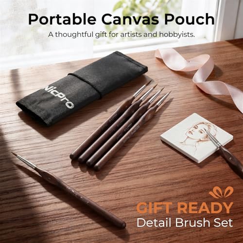 Nicpro 11 PCS Kolinsky Sable Miniature Paint Brushes with Cloth Roll - size: 11 PCS (brown)