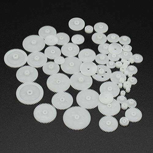 58PCS White Plastic Gears Small Motor Gears for RC Car Motor Toy Model DIY Helicopter RC Toy Replacement Accessories Module 0.5