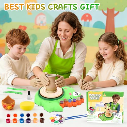 Pottery Wheel for Kids, Dino Craft Kit Arts and Crafts for Kids Ages 6-12 - color: green