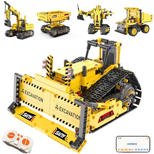 Resosese 5 in 1 Building Toys STEM Robotics Kits - Remote-Controlled Excavator Engineering Kit for Kids Age 6 7 8 9 10 11 12-14 with 555 Pieces,DIY Educational Science Kits Gift for Boys & Girls