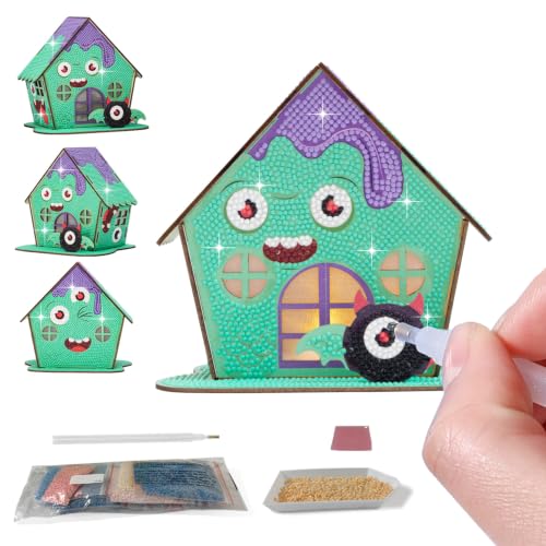 3D Diamond Painting Cabin Kit – DIY Full Drill Miniature House Craft with Rhinestones, Decorative Building Set for Adults & Teens (Halloween Cabin) - style: Halloween cabin
