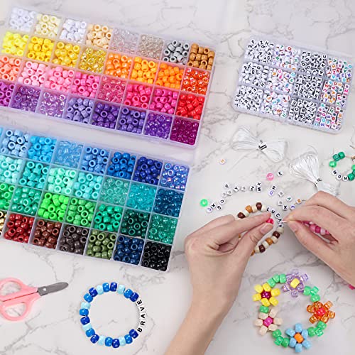 Quefe 64 Colors 2350pcs Pony Beads Bracelet Making Kit Kandi Bead - color: 64 colors