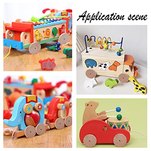 OLYCRAFT 52pcs Wooden Craft Wheels with 26pcs Wooden Sticks 2 Inch Diameter Unfinshed Wood Wheel Sticks Set Small Wood Wheels Flat Craft Wheels for DIY Crafts Painting - size: 2 inch x 0.24 inch