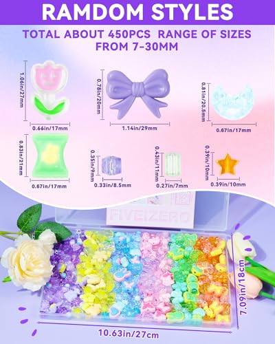FIVEIZERO 480PCS Assorted Acrylic Beads for Jewelry & Bracelet Making - color: 6 Colors-Pink/Purple/Blue/Green/Yellow/Orange