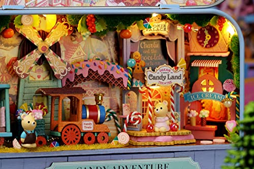 MAGQOO Miniature Dollhouse Kit Box Theater Kit Miniature Room Kit 3D DIY Wooden Doll House Kit with Furniture 1:100 Scale Pack of 3(Q007/0008/009) - color: Q-007/008/009